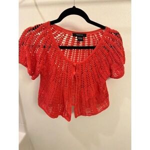 Arden B Crochet Crop Cardigan top Size Small
